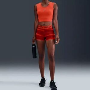 Nike Women's Pro 3" Striped Shorts NWT Red Burgundy Print